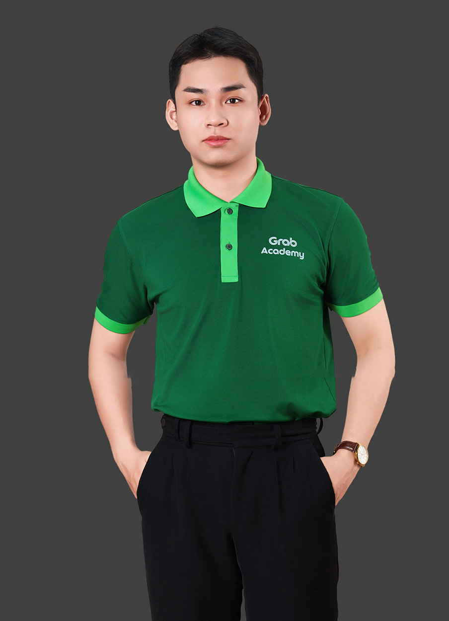 Áo có cổ đồng phục công ty màu xanh lá cây