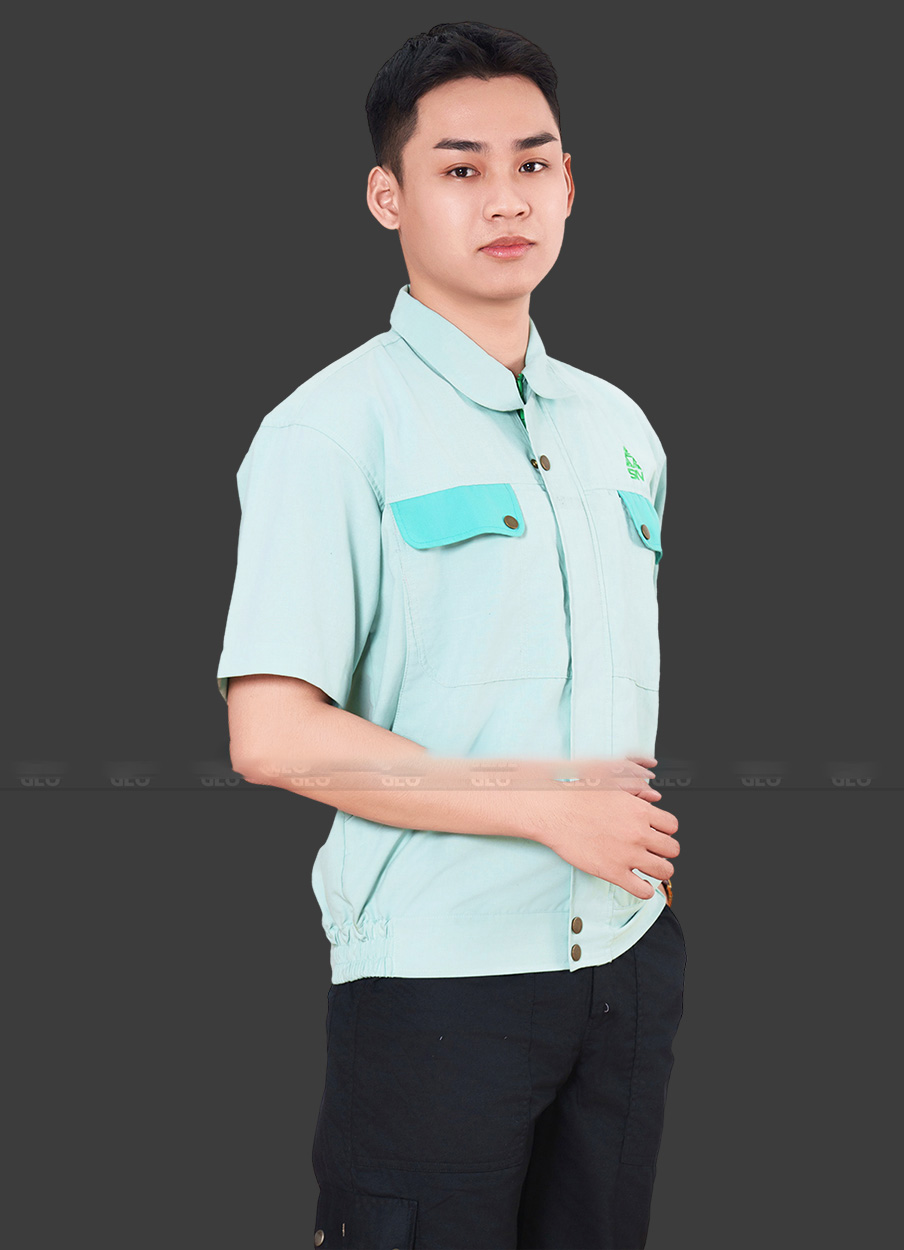 Áo đồng phục công nhân màu xanh ngọc