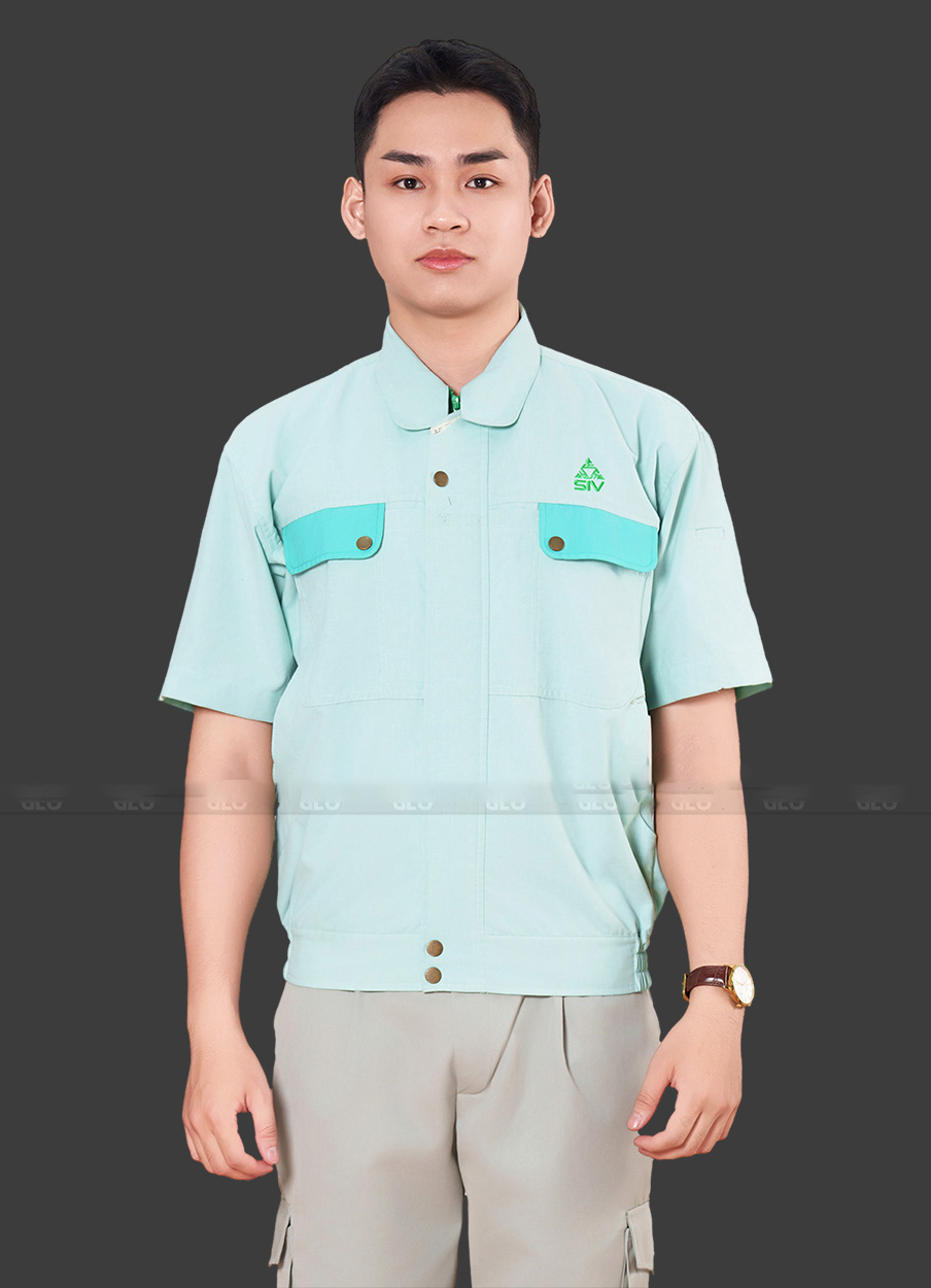 Áo đồng phục công nhân màu xanh ngọc