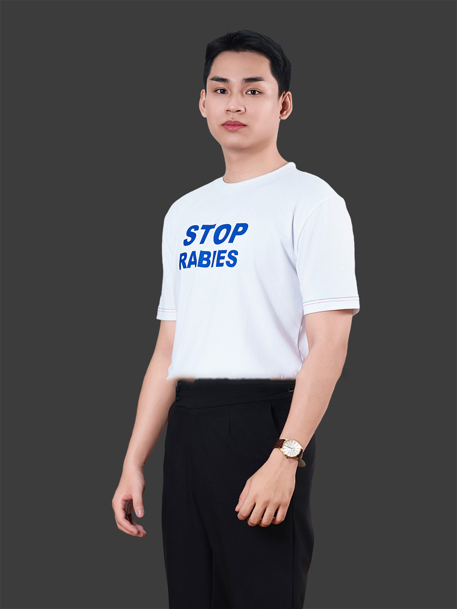 Áo đồng phục công ty dáng cổ tròn màu trắng