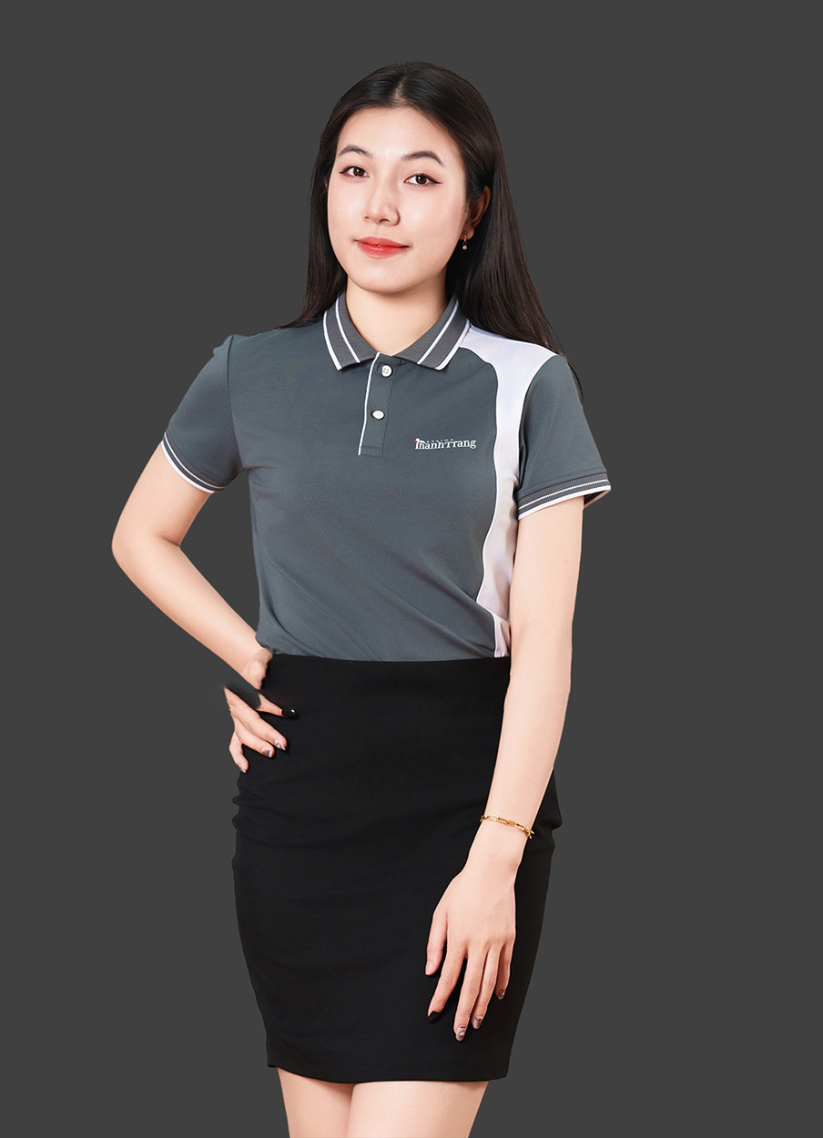 Áo polo đồng phục công ty màu xám phối trắng