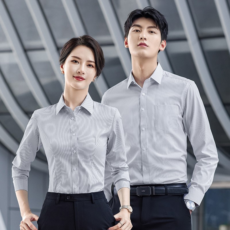 Áo sơ mi đồng phục công ty nam nữ màu xám