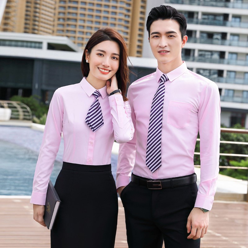 Áo sơ mi đồng phục công ty tay dài màu hồng