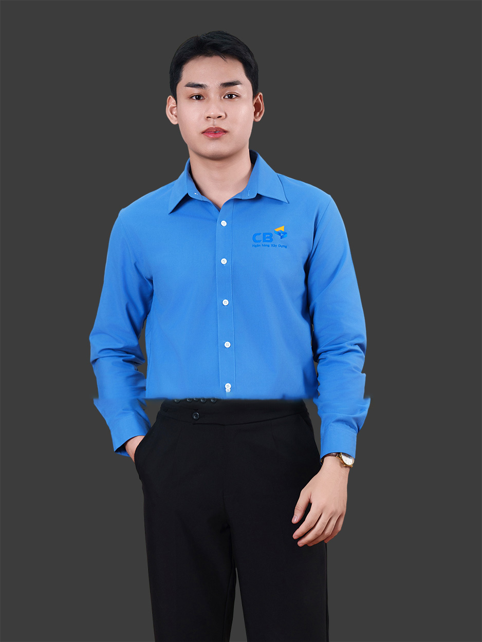 Áo sơ mi đồng phục công sở màu xanh da trời