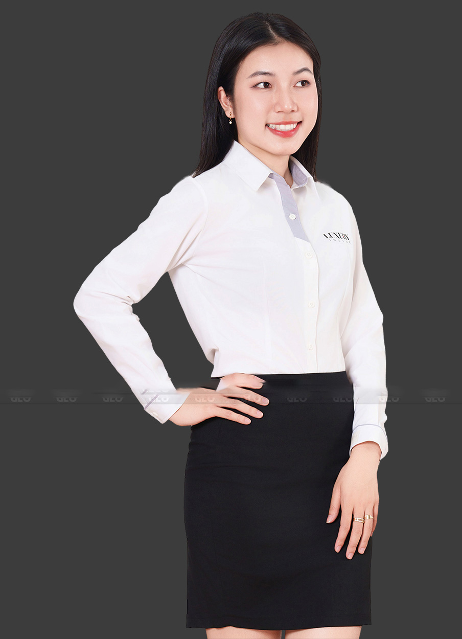Áo sơ mi đồng phục công ty màu trắng gạo