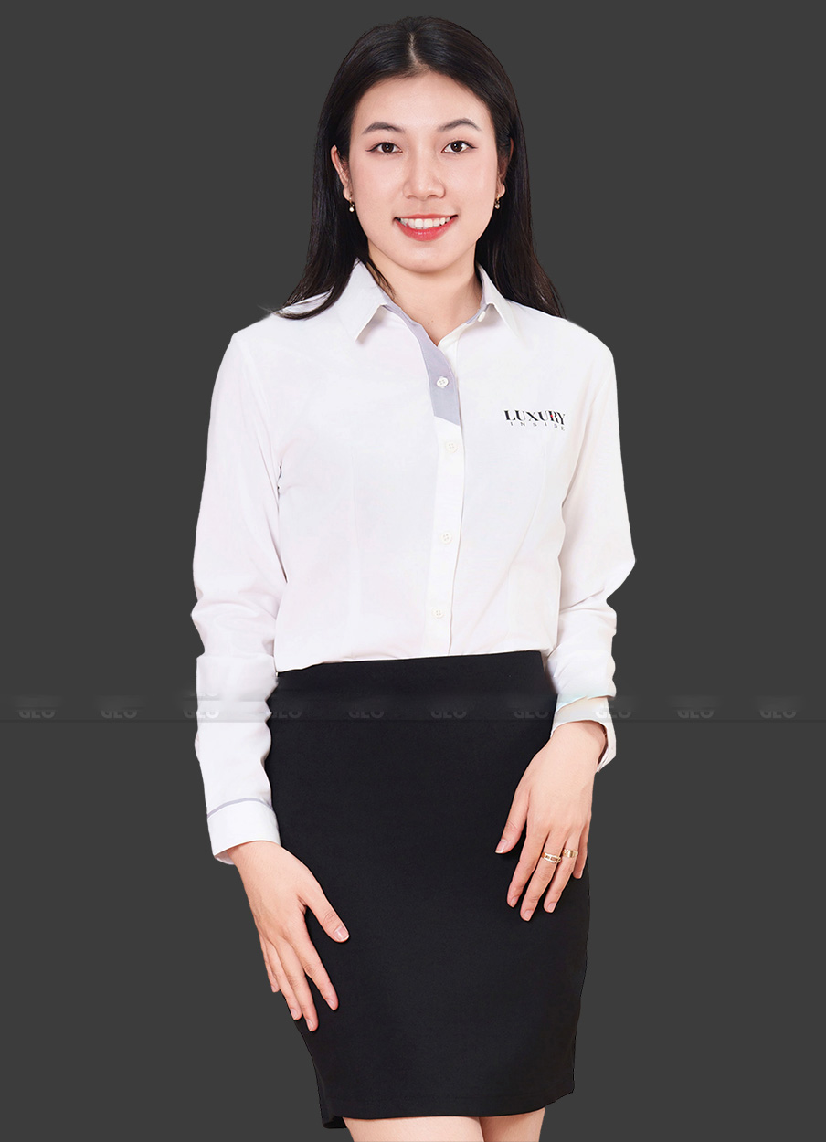 Áo sơ mi đồng phục công ty màu trắng gạo