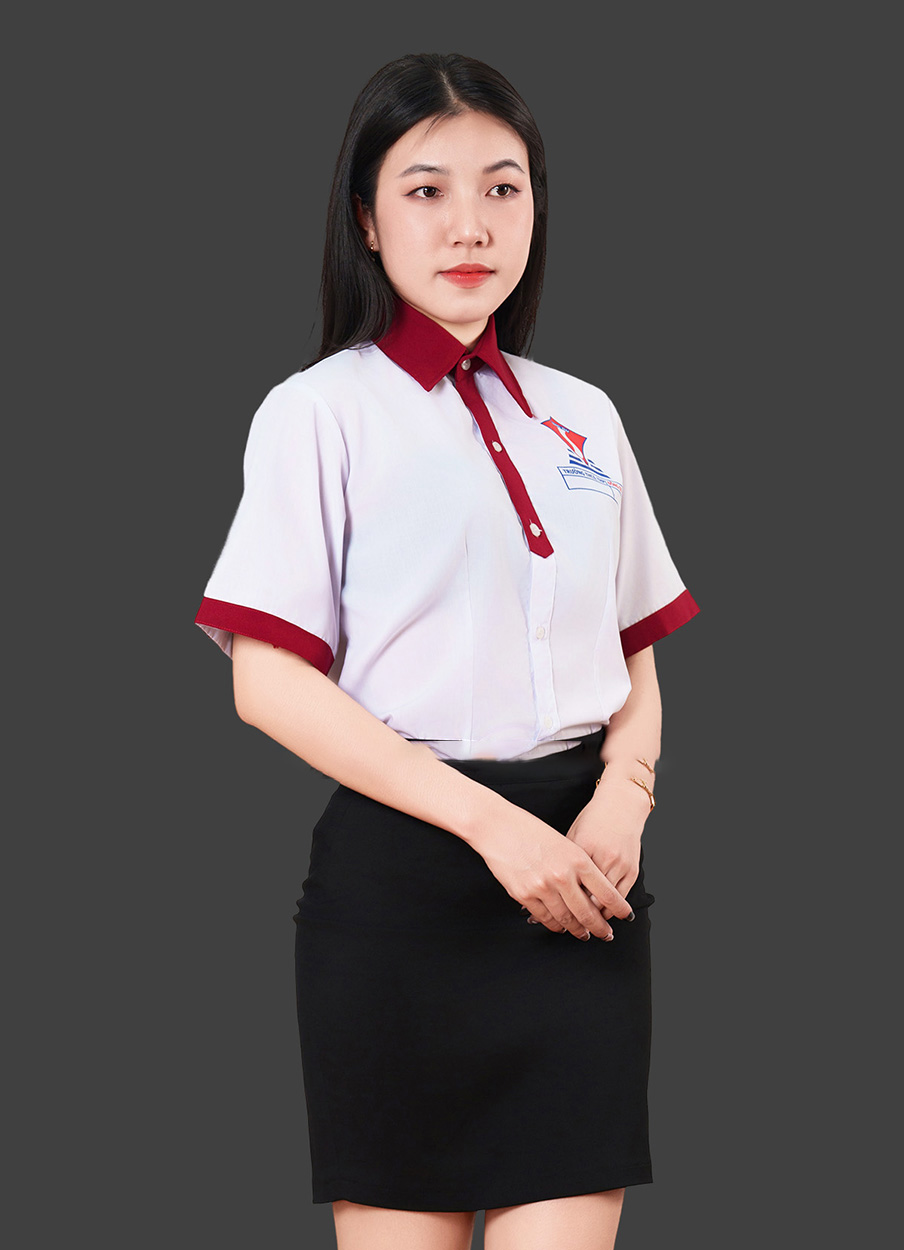 Áo sơ mi đồng phục học sinh các cấp màu trắng phối đỏ