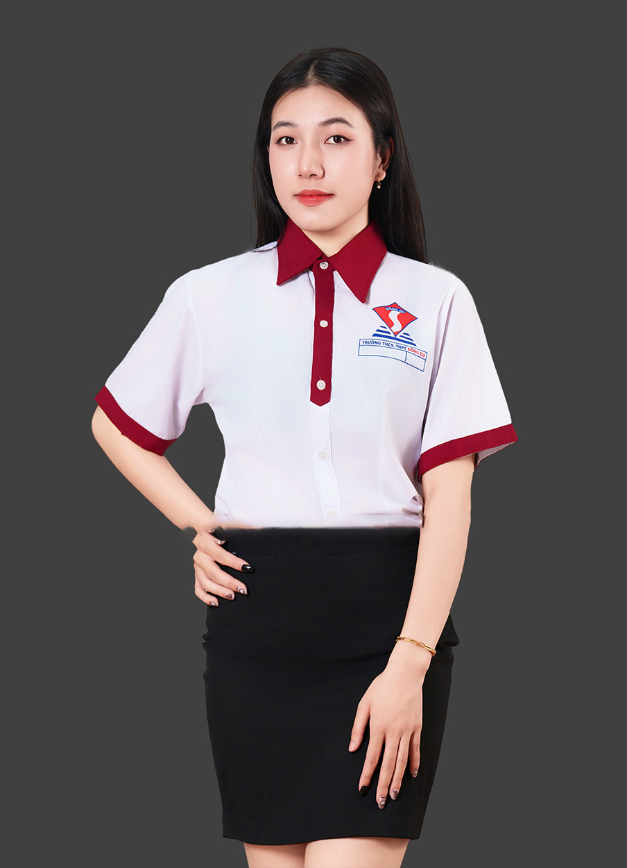 Áo sơ mi đồng phục học sinh các cấp màu trắng phối đỏ