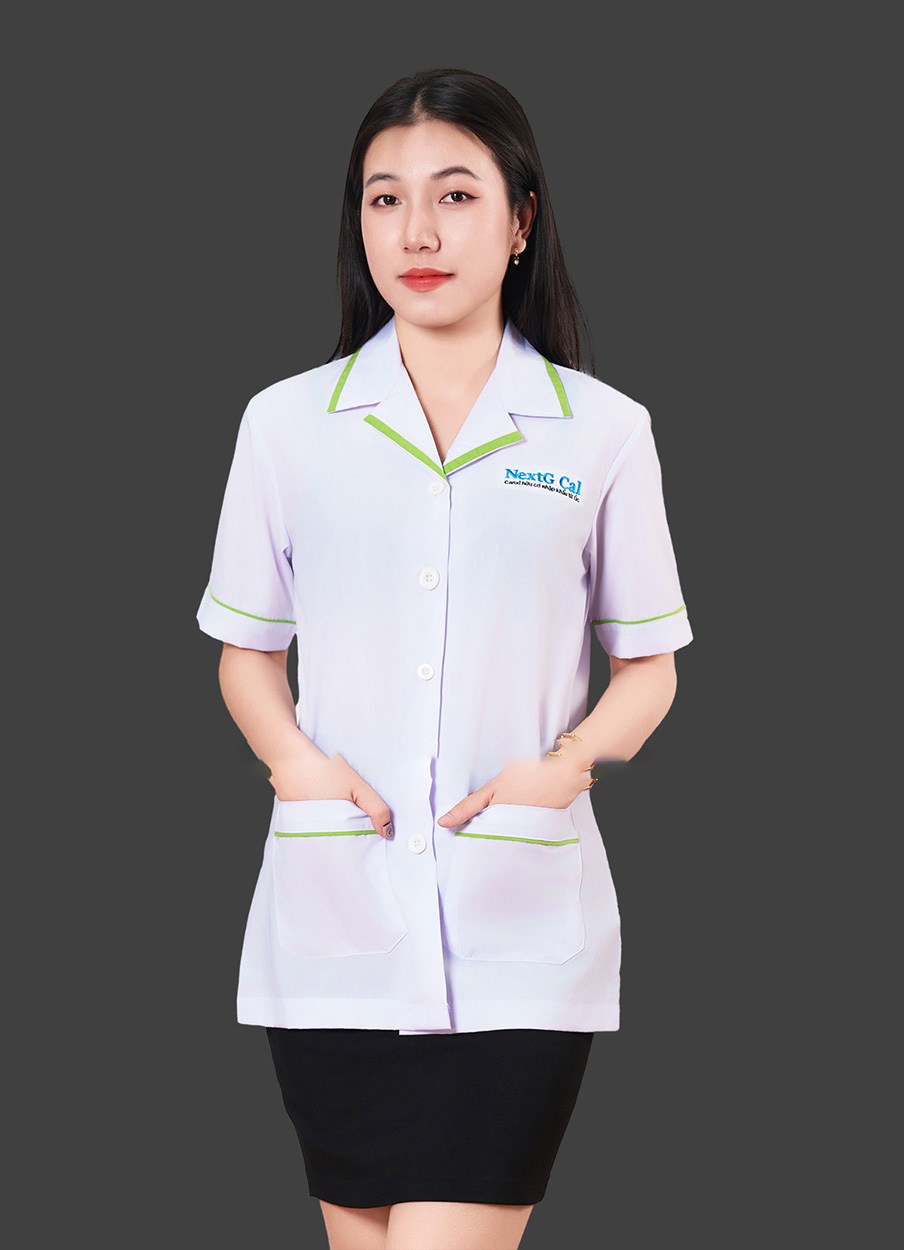 Áo sơ mi đồng phục mà trắng viền xanh NextG Cal