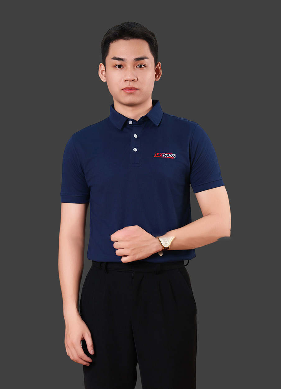 Áo thun đồng phục công ty có cổ màu xanh đen CTU20018