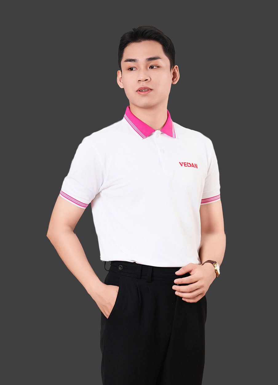 Áo thun đồng phục màu trắng phối hồng