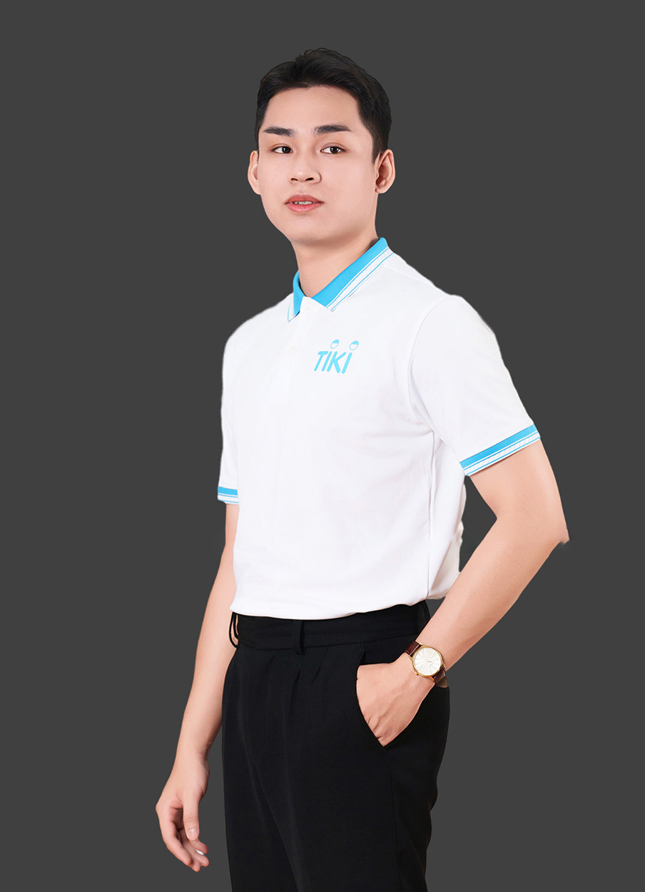 Áo thun phông đồng phục màu trắng phối xanh da trời ATU20027