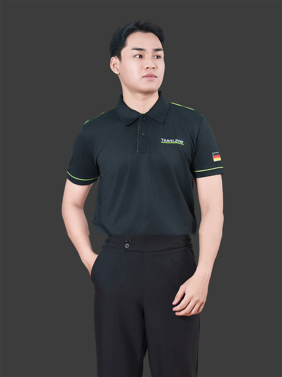 Áo thun phông đồng phục Travel2pay màu đen