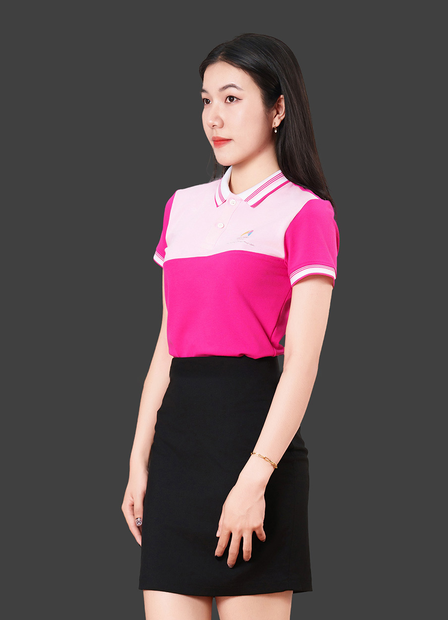 Áo thun polo đồng phục SENSE CITY phối màu hồng