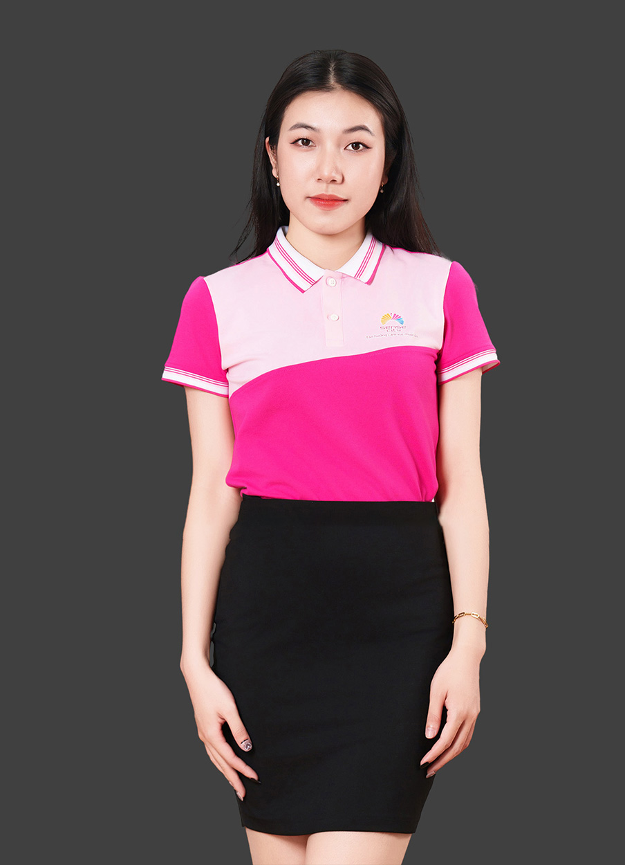 Áo thun polo đồng phục SENSE CITY phối màu hồng