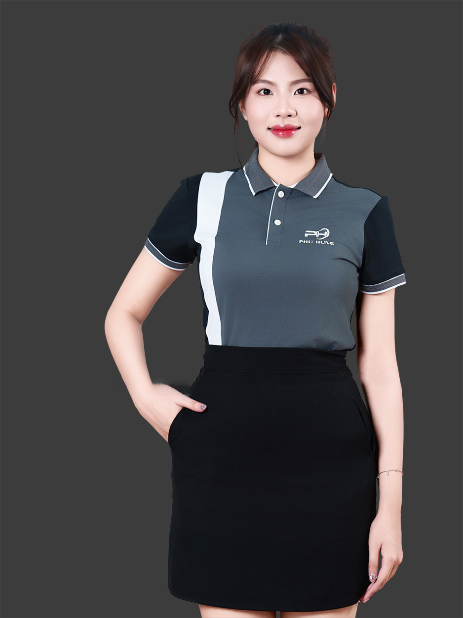 Đặt may áo thun đồng phục màu xám phối trắng đen cao cấp