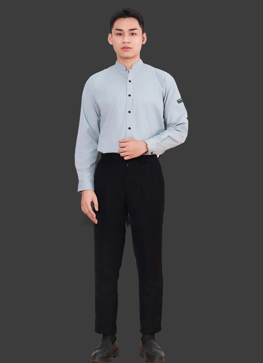 Đồng phục áo sơ mi công sở cổ tàu dài tay mẫu SMU10013