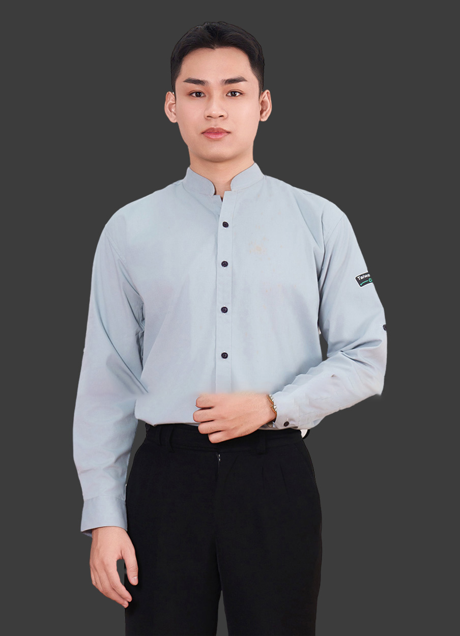 Đồng phục áo sơ mi công sở cổ tàu dài tay mẫu SMU10013