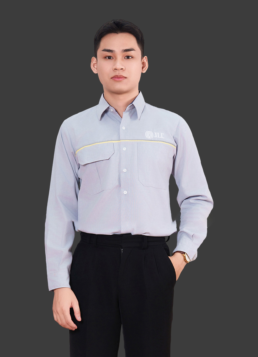 Đồng phục áo sơ mi công sở tay dài màu xám đậm