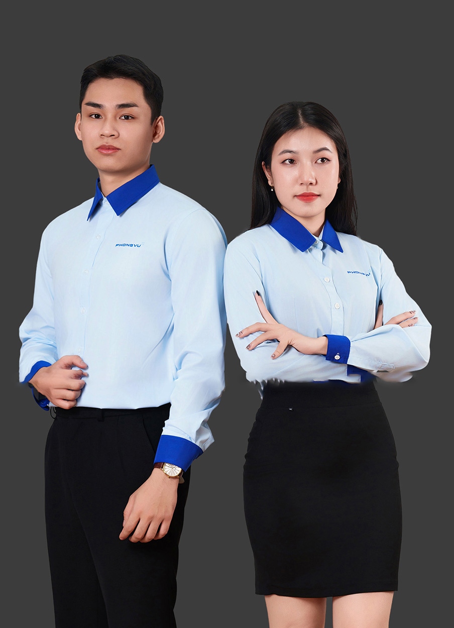 Đồng phục áo sơ mi công sở tay dài Phong Vũ