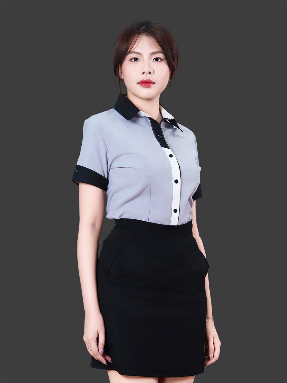 Đồng phục áo sơ mi nhân viên văn phòng nữ tay ngắn