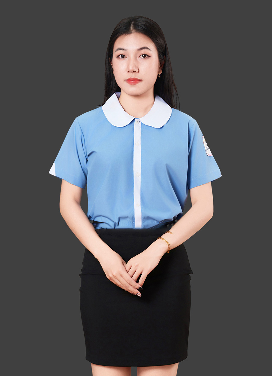 Đồng phục công sở áo sơ mi nữ màu xanh