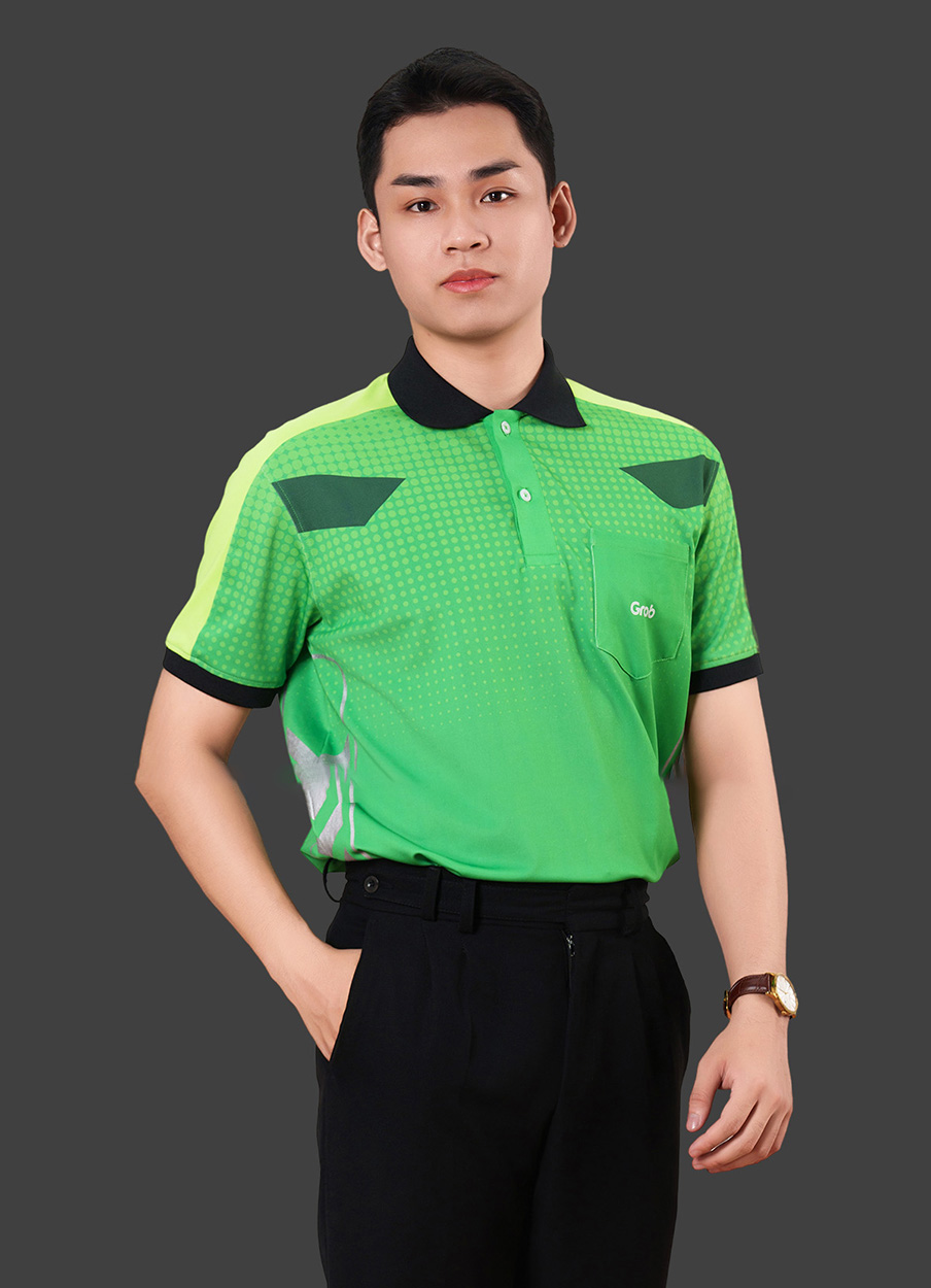 Đồng phục áo thun nhân viên Grap màu xanh lá cây