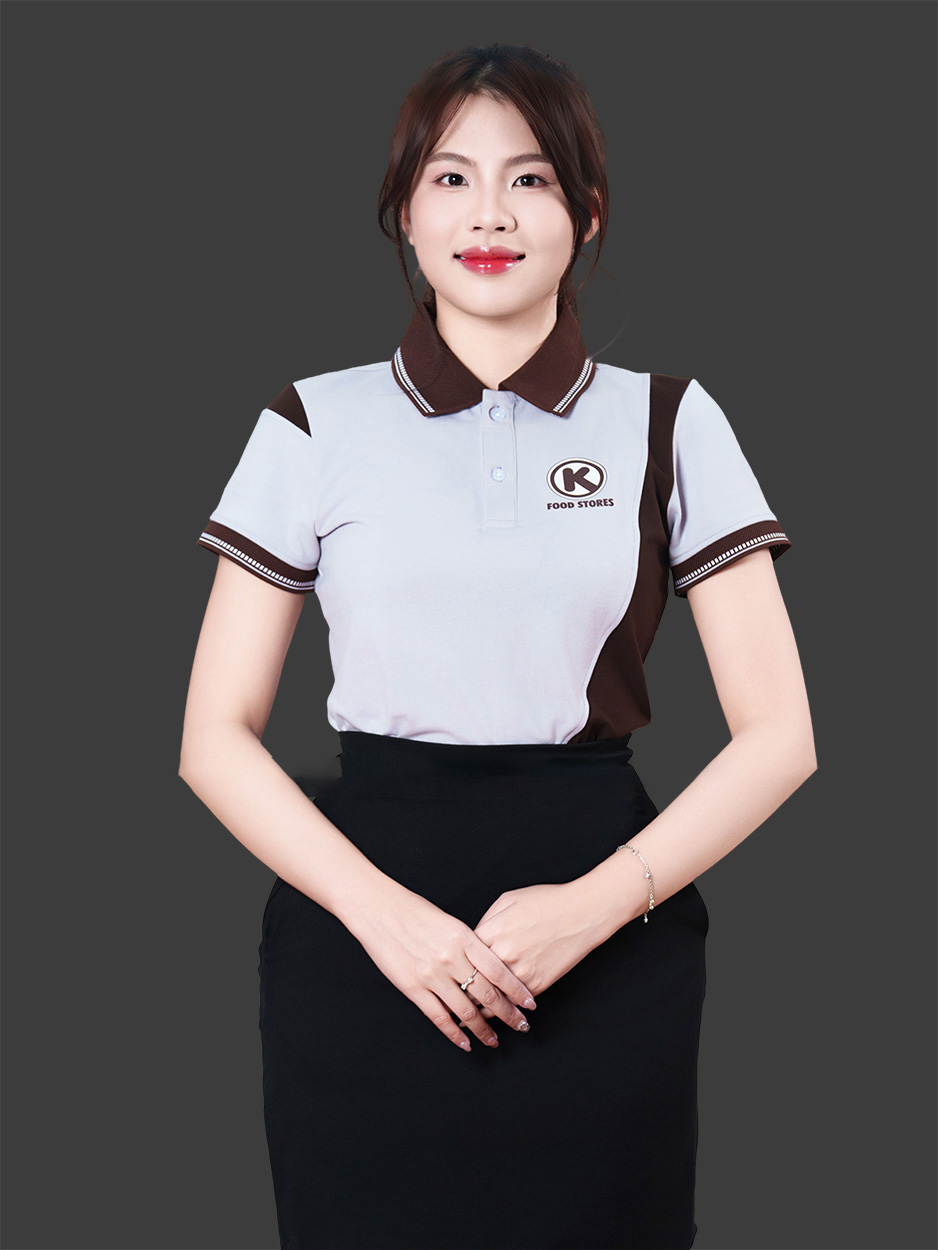 Đồng phục công ty cổ tròn màu xám trắng K Food Store ATU30018