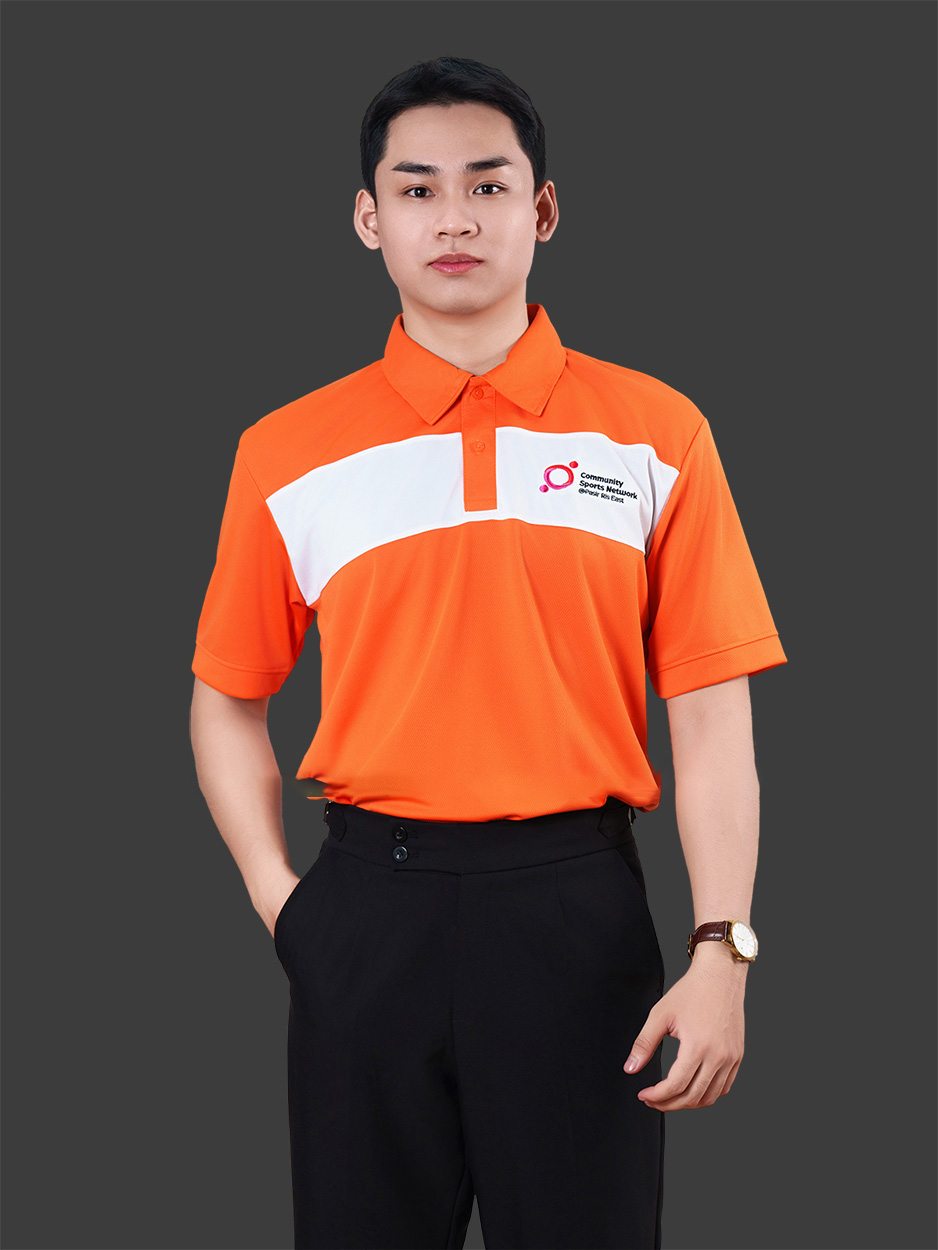 Đồng phục công ty màu cam phối trắng