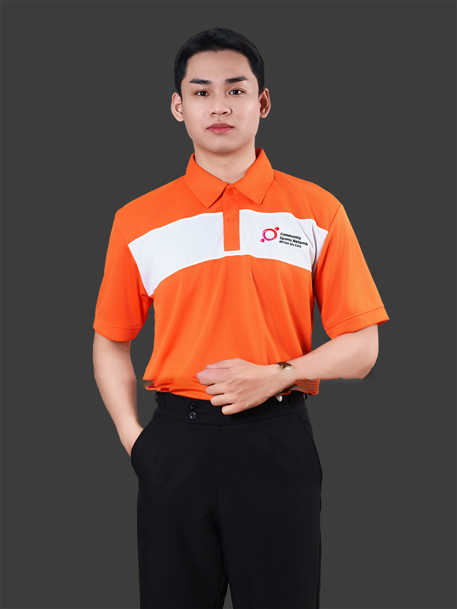 Đồng phục công ty màu cam phối trắng
