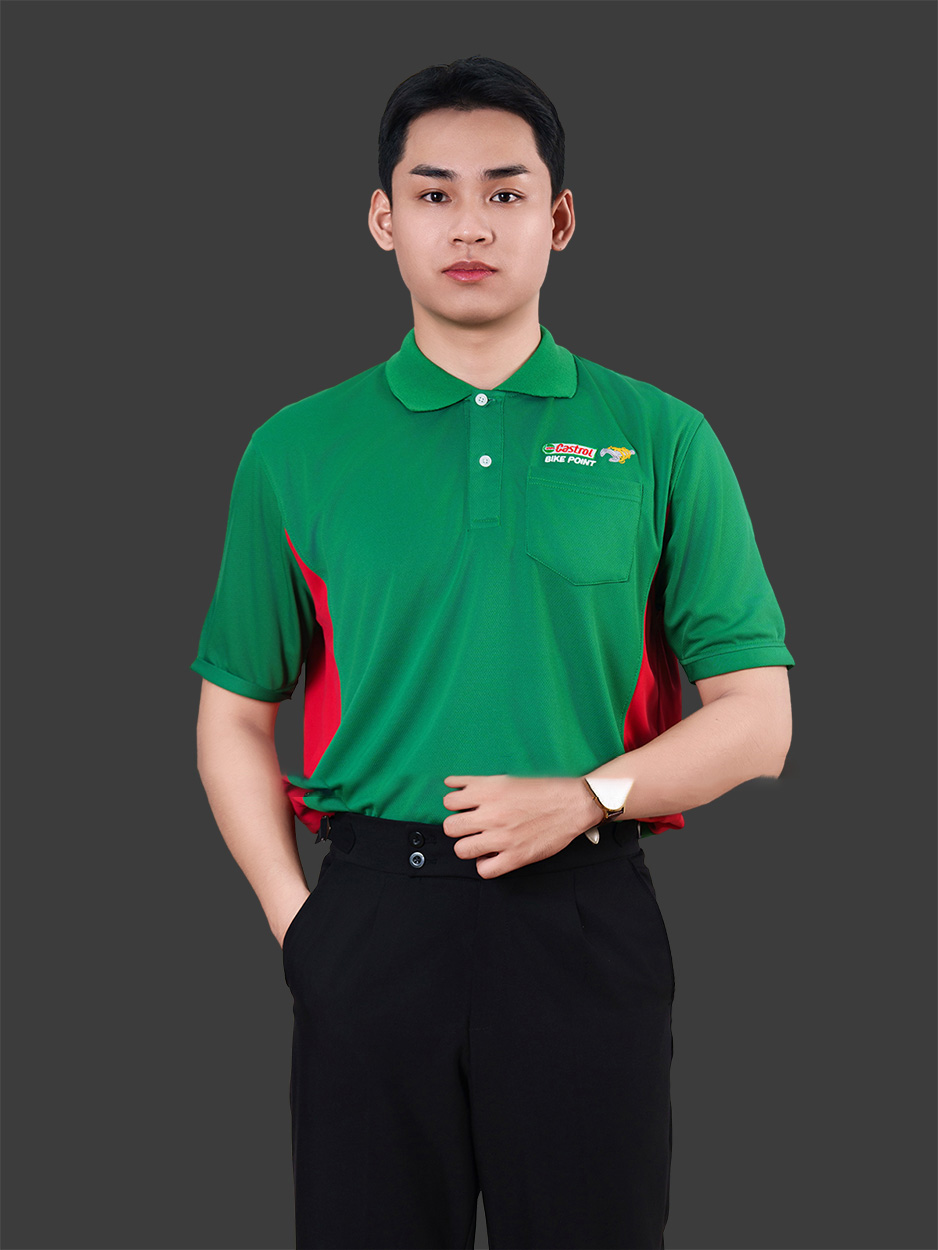 Đồng Phục Công Ty Màu Xanh Lá Phối Đỏ