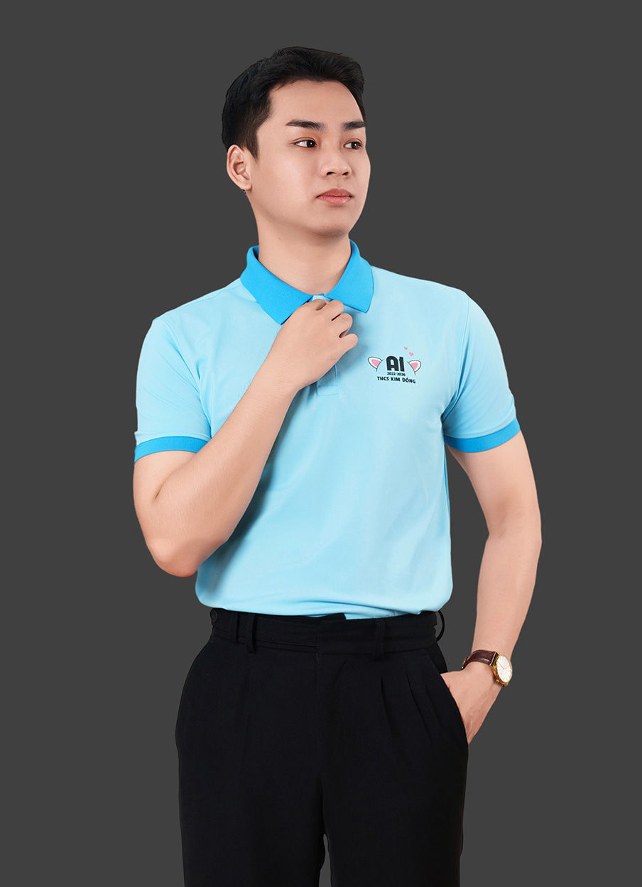 Đồng phục doanh nghiệp màu thiên thanh phối xanh dương