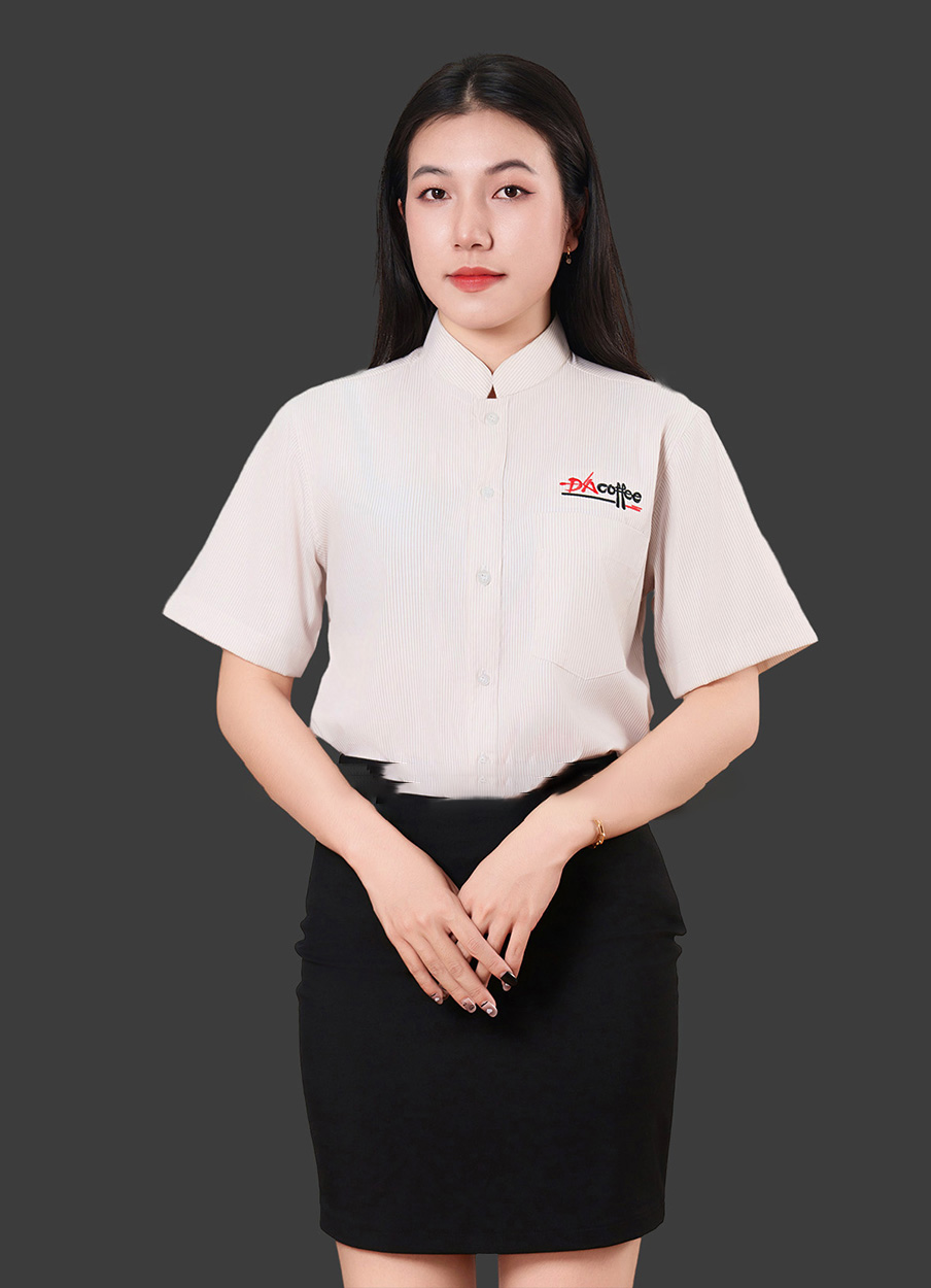 Đồng phục sơ mi cổ tàu nữ tay ngắn màu sắc thanh lịch
