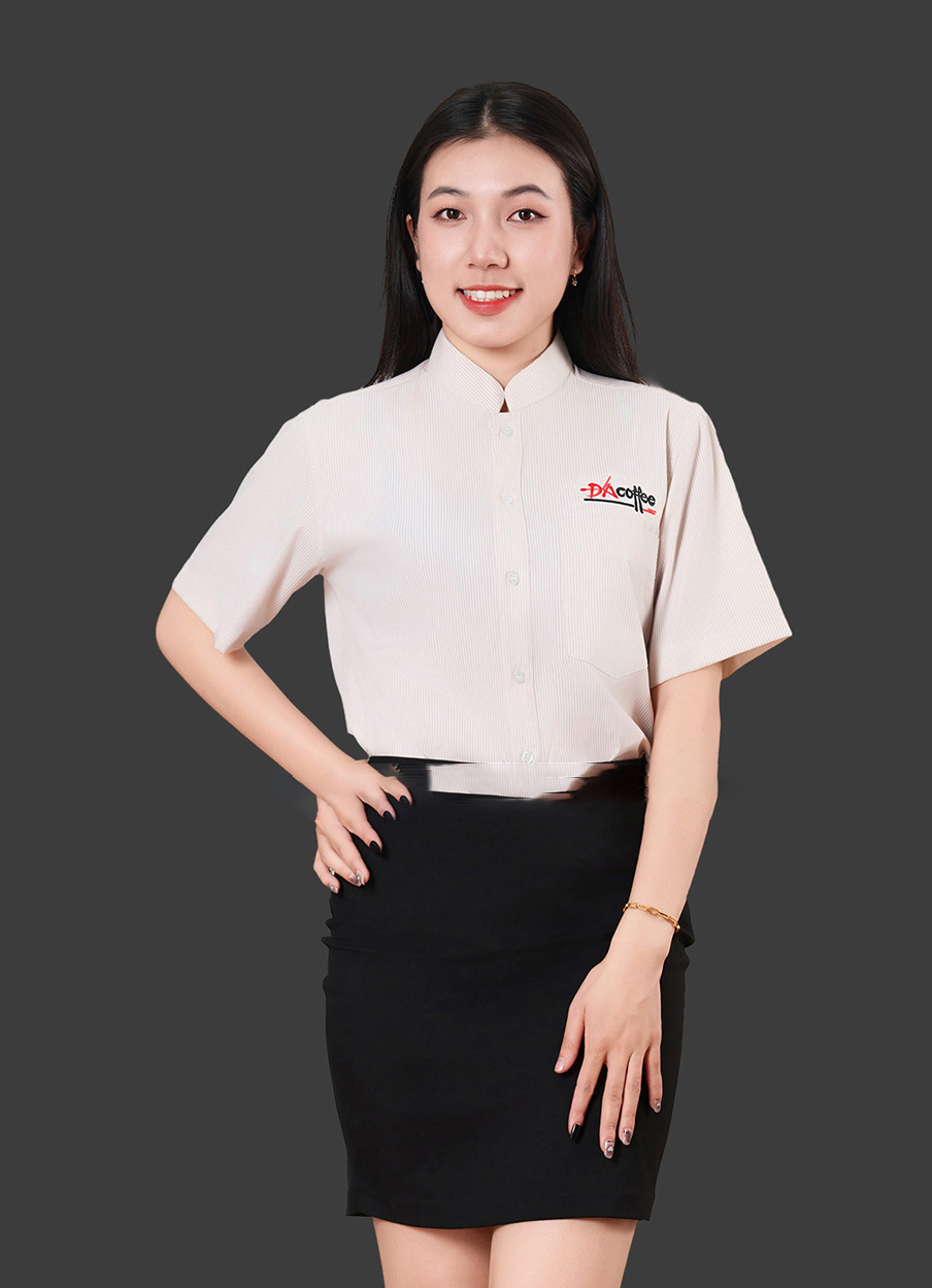 Đồng phục sơ mi cổ tàu nữ tay ngắn màu sắc thanh lịch