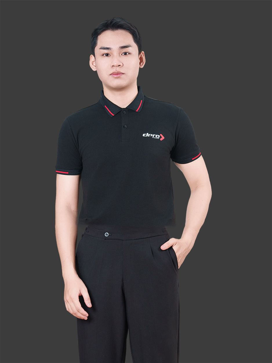 Mẫu áo đồng phục công ty có cổ màu đen thiết kế in đẹp ATU30014