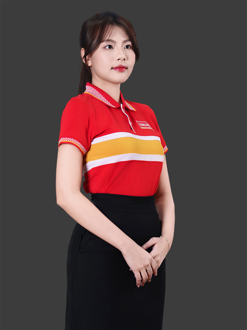 Mẫu áo đồng phục công ty màu đỏ phối ngang thân