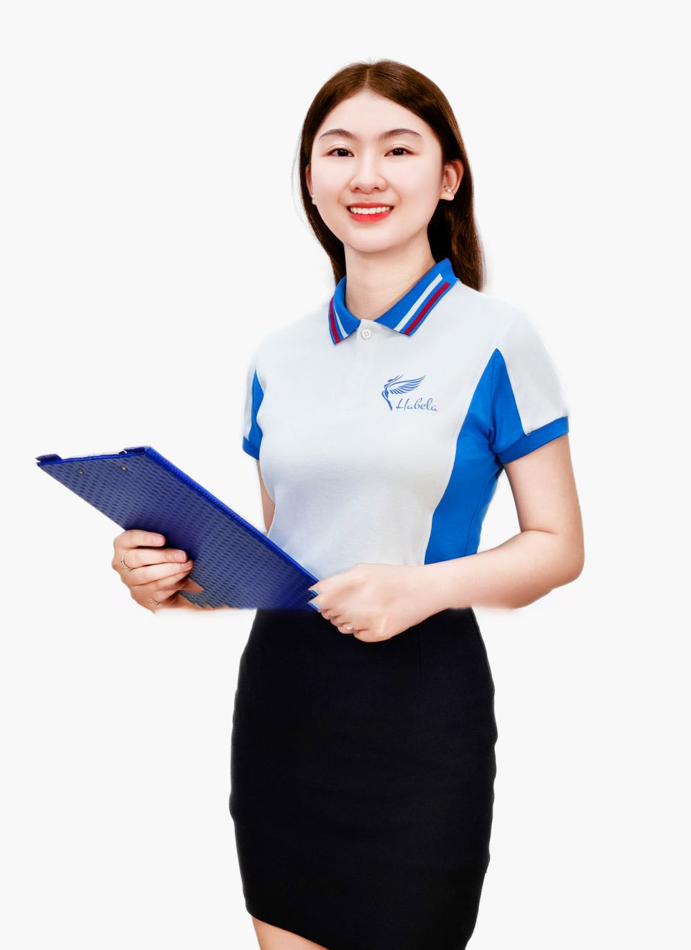 Mẫu áo thun đồng phục công ty màu trắng phối xanh dương