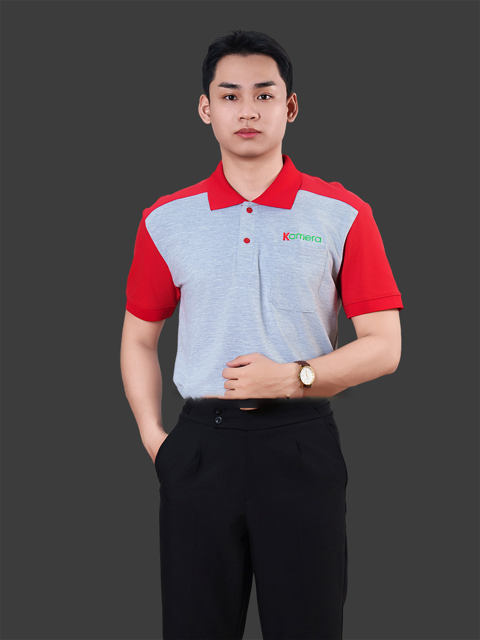Mẫu áo đồng phục màu xám phối đỏ – CTU30036
