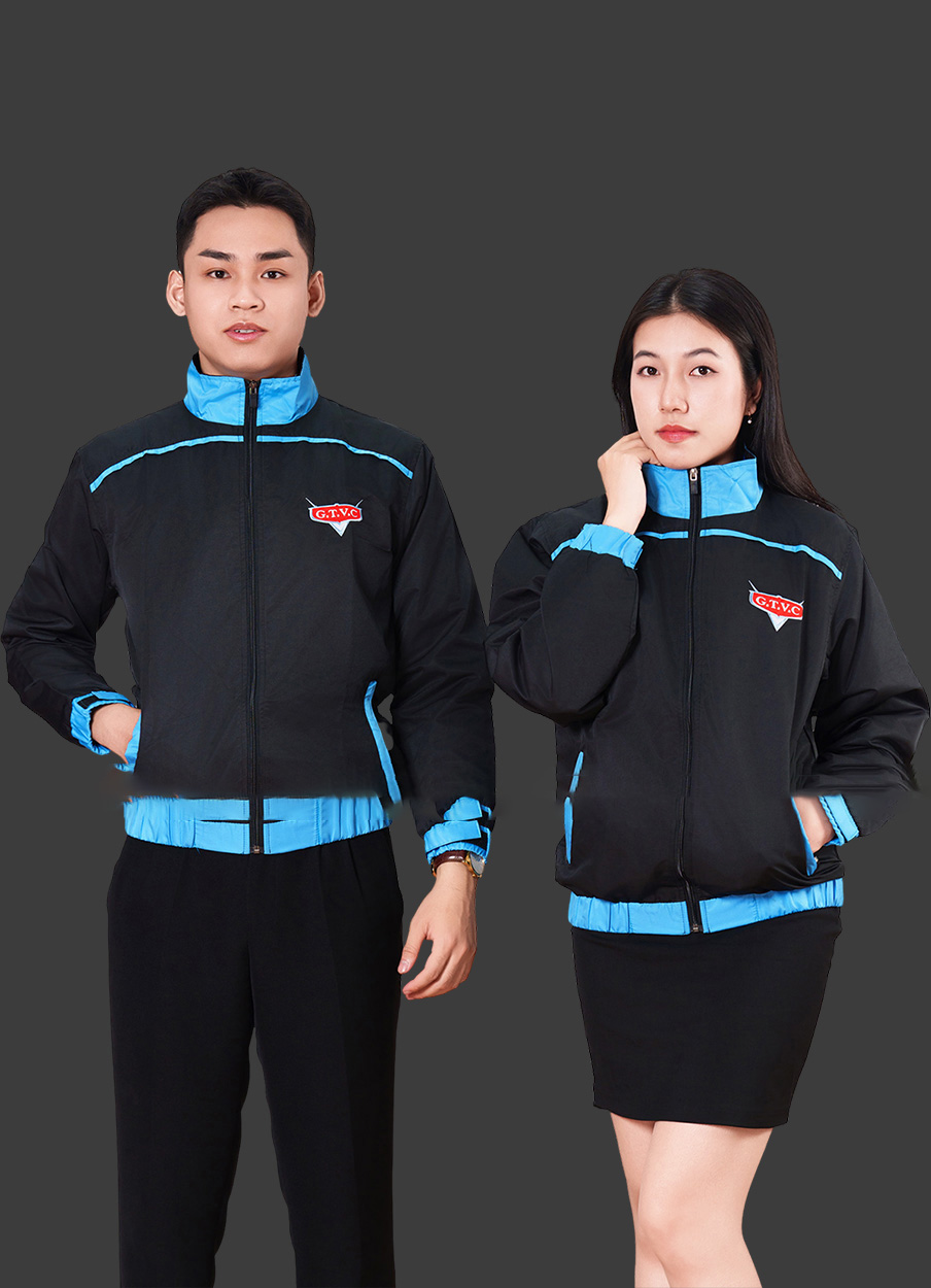 Mẫu Áo Khoác Đồng Phục Công Ty Màu Đen Phối Xanh Dương