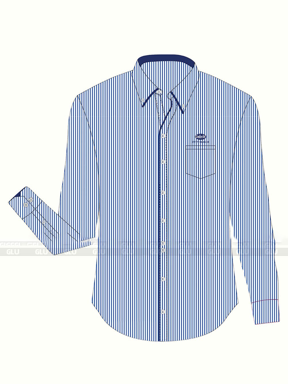 Đồng phục công sở – Áo sơ mi nữ sọc trắng xanh