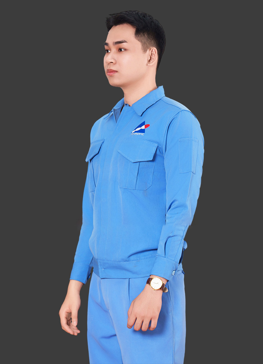 Mẫu quần áo công nhân màu xanh da trời