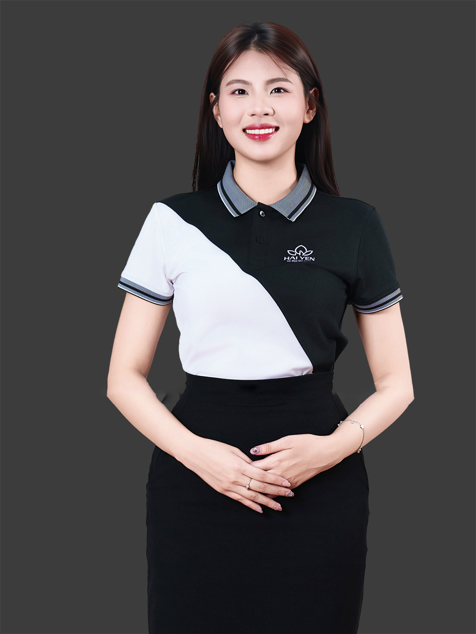 May áo đồng phục công ty màu đen phối trắng