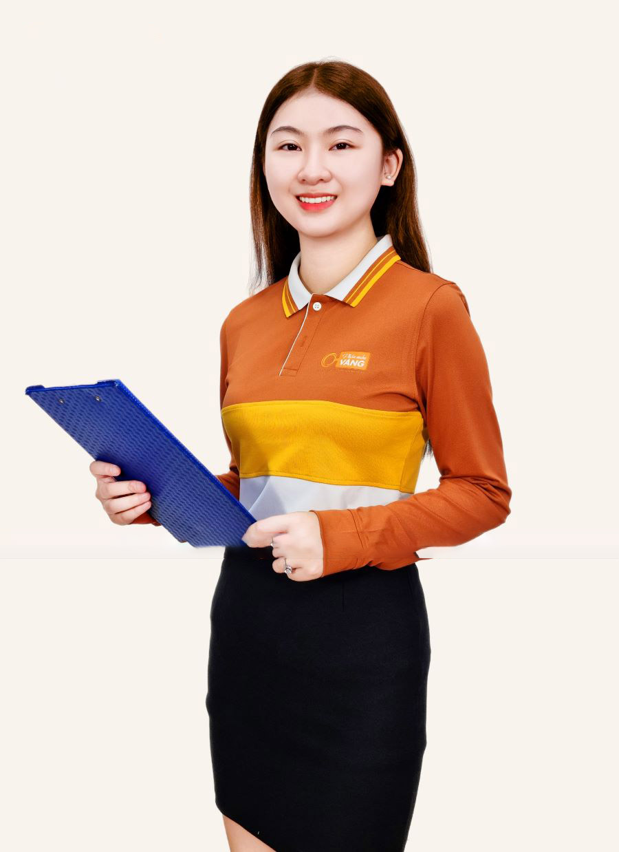 Đồng phục công ty màu vàng phối nâu trắng AP08