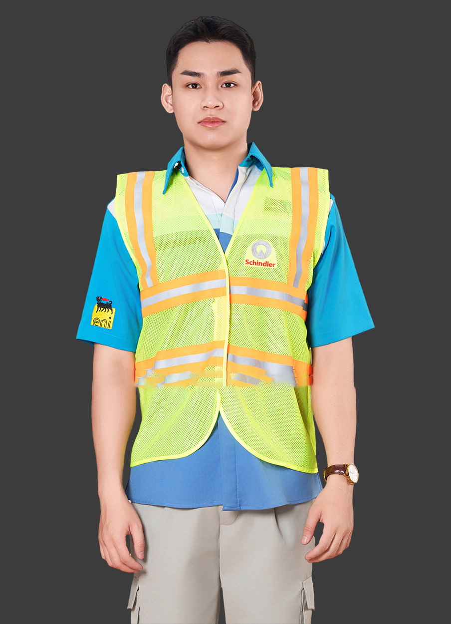 Quần áo bảo hộ công nhân lao động màu xanh dương, vàng
