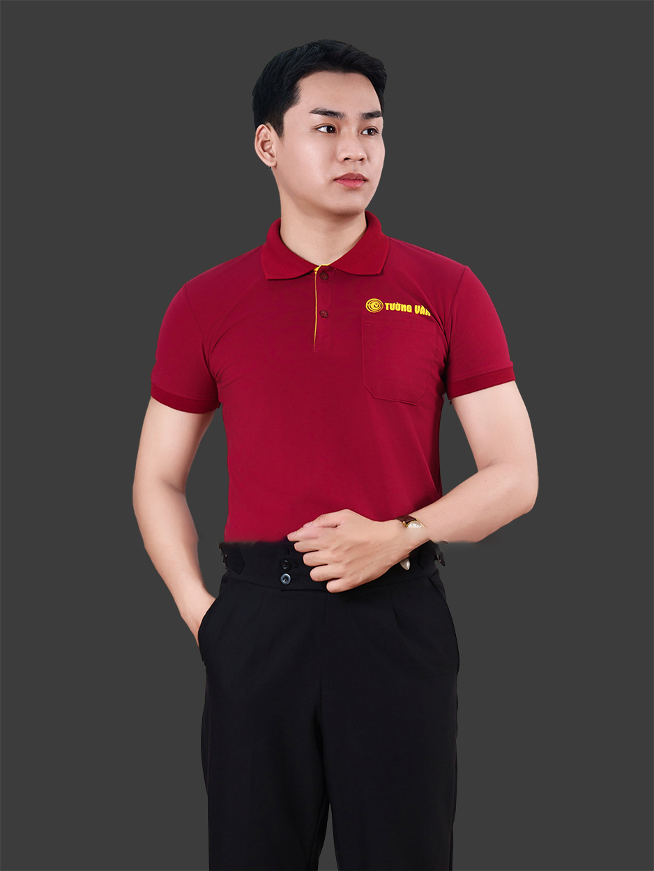 Xưởng may Áo polo công ty màu đỏ đô thiết kế thanh lịch